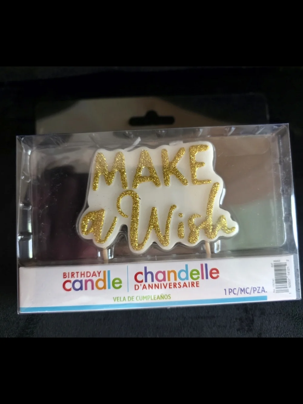 Andie Make a Wish Cake Candle - White & Gold Glitter